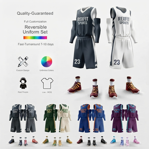 Ensemble de maillot de basket-ball personnalisé Rexfit Sports, sublimé, sans manches, respirant, toutes saisons, ensemble de débardeur athlétique pour hommes - Product Image 1