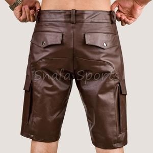 กางเกงขาสั้นหนังผู้ชายคุณภาพสูงขายดี สำหรับออกกำลังกายและสวมใส่ลำลอง กำลังขายดี - Product Image 2