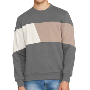 Sweat-shirt à col rond pour homme, design personnalisé, color-block, coupe classique, en coton tricoté, teinture unie, écologique, automne - Product Image 3