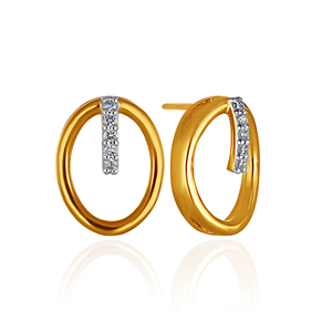 Modernos Pendientes Ovalados con Diamantes de Imitación, Oro Amarillo de 18K, Corte Redondo, Diamante Cultivado en Laboratorio, Joyería Fina Minimalista para Mujer - Product Image 3