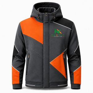 Sudadera con Capucha para Hombre, Talla Grande, Invierno, Cierre Completo, Bloques de Color, Impresión Digital, Paneles en Contraste, Ropa Deportiva Casual - Product Image 1