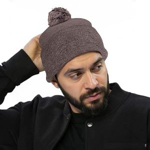 Gorro de Punto de Invierno para Mujer con Pompón, Color Sólido, Cálido y Casual, para Adultos, 56-58CM, Acrílico, Tejido a Mano - Product Image 2