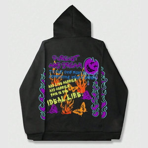 Sweat à capuche unisexe streetwear surdimensionné en molleton avec impression de logo DTF personnalisée, en coton épais, pull tendance pour l'hiver - Product Image 2