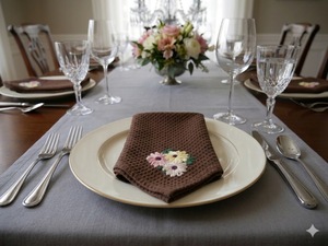 Premium Embroidered Waffle Cotton Napkin | Soft Reusable Dining <b>Cloth</b> for Home & Restaurant - Product Image 2