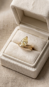 Bague de fiançailles en diamant de laboratoire jaune fantaisie taille poire 2 carats, certifiée IGI, en or jaune 14K, luxe, demi-sertissage bypass, cadeau - Product Image 5