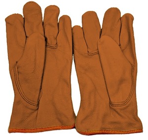 Guantes de Trabajo de Cuero Blancos con Ribete Naranja, Unisex, para Uso en Exteriores, Protección para Todas las Estaciones - Product Image 2