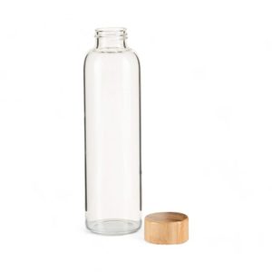 Wholesale Transparent Borosilicate Glass <b>Bottle</b> with Wooden Lid Reusable Heat Resistant Drinking <b>Bottle</b> for Home Office Travel - Product Image 2