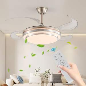 Ventilateur de plafond LED moderne à 3 niveaux de 42 pouces avec télécommande, pales rétractables, moteur CC 6 vitesses, fonctionnement silencieux, réglable pour - Product Image 3