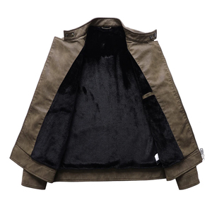 Nouvelle Veste en Cuir Tendance 2026 pour Homme – Blouson Moto Hiver Chaud en Polaire avec Fermeture Éclair – Manteau Slim en PU pour Motard - Product Image 2