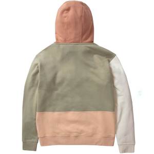 Sweat à capuche colorblock pour homme, beige sauge et corail, coupe oversize, en polaire, avec panneau asymétrique et cordon de serrage, style streetwear - Product Image 2
