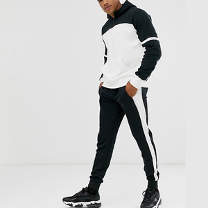 Men's Color Block Hooded <b>Tracksuit</b> Set With Side Pockets And Drawstring Closure Sporty Style Full Length Pants And Sweatshirt - Product Image 1