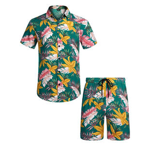 Chemises à manches courtes pour hommes, style plage d'été, imprimées de motifs floraux et géométriques, séchage rapide, écologiques, vente en gros sur mesure - Product Image 2