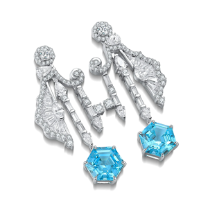 Pendientes de Diamantes Azules con Corte Hexagonal de Platino, con Diamantes Naturales de Color D, Certificados por IGI, Joyería de Lujo para Bodas - Product Image 2