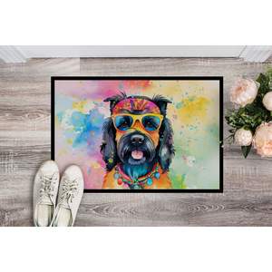 Scottish Terrier Hippie Dawg <b>Doormat</b> Non Slip <b>Washable</b> Low Pile 24H X 36W Indoor Outdoor Entryway Rug for Front Door - Product Image 2