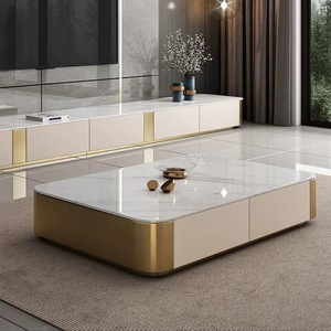 Moderno y Lujoso Mueble para TV con Tapa de Mármol y Juego de Mesa de Centro para <span class=keywords><strong>Sala</strong></span> de Estar, Mueble Flotante con Vitrina, Diseño de Muebles de Última Generación - Product Image 6