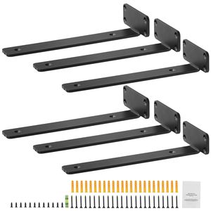 Staffe per Mensole Galleggianti Resistenti 12FT X 4FT X 1.6FT, 6 Pezzi, in Acciaio Nero Opaco, Spessore 5mm, per Mensole Spesse 5mm - Product Image 1
