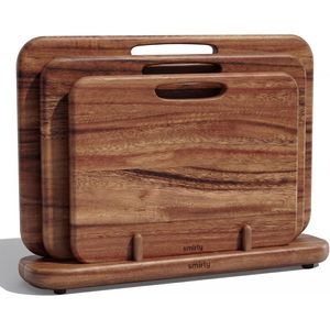 Solid Walnut Wood Cutting Board Set Double Sided Kitchen Tool Heavy Duty Chopping Blocks with Comfort Handle - Product Image 3
