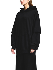 Sweat à capuche Raw Edge en molleton de coton double couche, respirant, séchage rapide, écologique, coupe ample. - Product Image 6