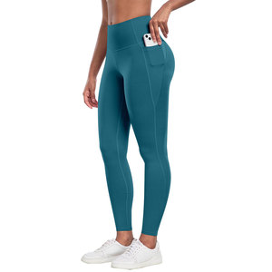 Legging de yoga pour femme à prix de gros, avec poches latérales, assorti à un haut tube, avec logo personnalisé, pour l'aérobic et le yoga - Product Image 1