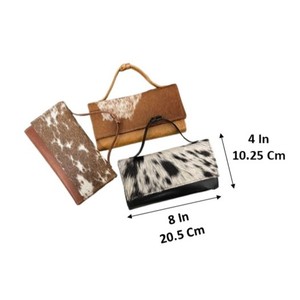New Hot Selling Designer Genuine Cowhide Leather Clutch Purse Pouch <b>Wallet</b> Black Hair on Hide Leather <b>Wallets</b> Gift for Women's - Product Image 2