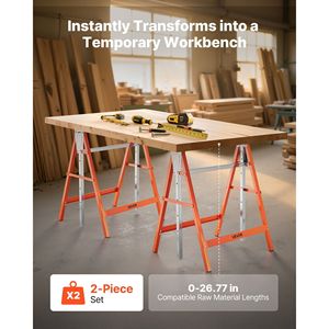 Set di 2 Cavalletti da Lavoro Pieghevoli Resistenti, Capacità di Carico 440 Libbre, Altezza Regolabile, per Progetti Artigianali e Fai-da-Te - Product Image 2