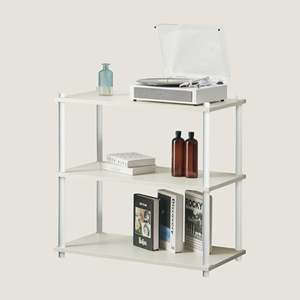 Librería Modular con Estructura Metálica 800 3T Blanca/Plateada, Organizador de Almacenamiento para el Hogar - Product Image 1