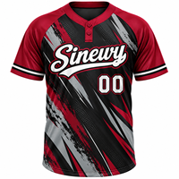 Maillot de baseball personnalisé Sinewy en polyester sublimé, anti-humidité, à manches courtes, pour homme adulte, avec nom et numéro