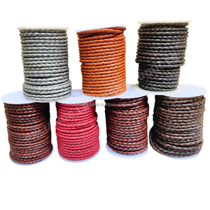 Hot Sale Wholesale 100% Pure Leather Round <b>Braided</b> Bolo Cord Custom Color & Size Perfect Jewelry Findings Crafts DIY - Product Image 1