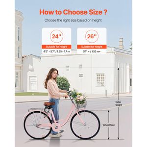 Bicicletta Cruiser da Spiaggia Rosa da 26 Pollici con Forcella in Alluminio, 1 Velocità, Portapacchi Posteriore di Grande Capacità e Cestino, Sicura e Robusta - Product Image 3