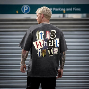 <b>Men's</b> Graphic Tees <b>Funny</b> Letter Print Vintage Oversize <b>T</b> <b>Shirts</b> Acid Wash <b>Shirt</b> Streetwear Rapper Casual Tee Top - Product Image 3
