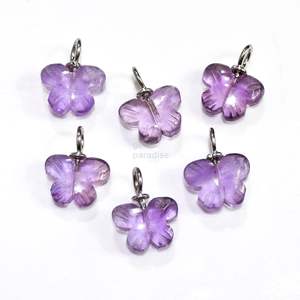 จี้ผีเสื้อพลอยอเมทิสต์สีชมพูธรรมชาติ เงินแท้ 925 แกะสลักด้วยมือ พลอยอเมทิสต์สีชมพูธรรมชาติ สำหรับทำเครื่องประดับ ขายส่ง - Product Image 6