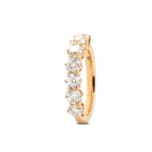 Anillo de Oro Amarillo Sólido de 14K con Diamantes Cultivados en Laboratorio de Corte Europeo Antiguo de 3.5mm, Estilo Vintage de Lujo con 7 Piedras de Media Eternidad para Boda - Product Image 3