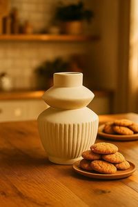White <b>Ceramic</b> Modern Glazed Porcelain Handmade Matt Tabletop <b>Vase</b> Flower Vessel Living Room Home Decor - Product Image 4