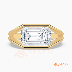 Anillo de Moissanita con Corte Esmeralda para Mujer, Tono Dorado, Joyería Elegante para Compromiso, Boda, Aniversario y Uso Diario - Product Image 5