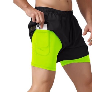 Shorts de sport pour hommes avec poche pour téléphone, séchage rapide, taille élastique, shorts noirs pour entraînement, course à pied, gym, fabricant OEM ODM - Product Image 6