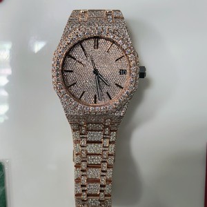 Reloj de diamantes de moissanita VVS de acero inoxidable chapado en oro rosa de primera calidad Iced automático mecánico ETA movimiento de lujo - Product Image 5