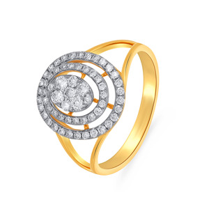 Elegant Double <b>Circle</b> Halo Round Cluster Diamond <b>Ring</b> in 14K 18K Yellow Gold Luxury Bridal Wedding Anniversary <b>Ring</b> for Women - Product Image 1