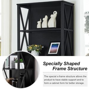 Modern Ladder Bookshelf with <b>Black</b> Metal Frame Open Display Shelf for Living Room Home Office Bedroom - Product Image 6
