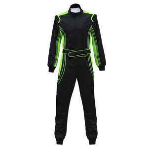 Combinaison de course pour homme, noire et verte, à manches longues, respirante, avec blocs de couleur, pour moto et course automobile, toutes saisons, personnalisable OEM - Product Image 3
