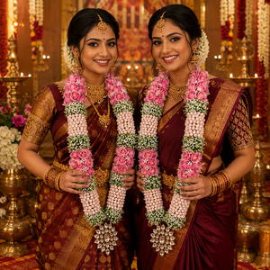 Handmade Floral Varmala South Indian <b>Wedding</b> Garland Artificial Rose Bridal Couple Mala Traditional Jaimala Decor <b>Set</b> for <b>Gifts</b> - Product Image 6