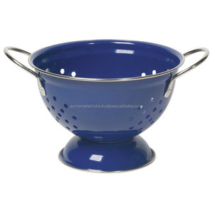 Modern Design Kitchenware Fruits Vegetable Sink Strainer Customized Shape <b>Stainless</b> <b>Steel</b> Blue Decorative <b>Colander</b> for Kitchen - Product Image 4