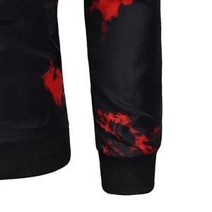 Black Red Abstract Print Bomber <b>Jacket</b> Men Lightweight Fashion <b>Zip</b> <b>Up</b> Streetwear Outerwear OEM Manufacturer - Product Image 2