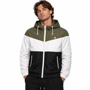 Streetwear Trendy Color Block Zip Up Custom Logo <b>jacket</b> for <b>men</b> <b>Lightweight</b> Nylon Windbreaker Wholesale Low MOQ High Quality - Product Image 3