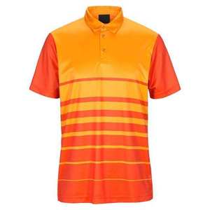 Polo en tricot à manches courtes rayé orange et rouge pour homme, coupe décontractée - Product Image 1