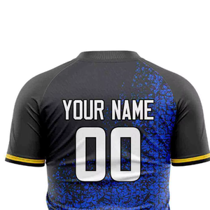 Custom Soccer Jersey Men's Short Sleeve Sublimated Print Moisture Wicking Crew Neck <b>Athletic</b> Fit Blue Black Team Name Number - Product Image 4