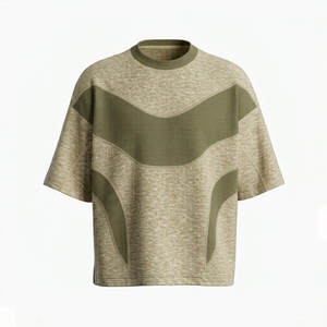 Camiseta con Efecto Desgastado, Bordado y Parches, Tejido Grueso, Estilo Oversize, Ropa Casual para Hombre y Mujer, Camisetas Lisas - Product Image 1