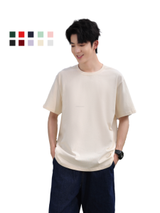 Haute qualité 100% coton hommes à manches courtes blanc t-shirt mode Streetwear plaine surdimensionné t-shirt - Product Image 4