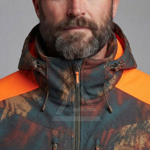 Chaqueta de Caza Reversible Camuflaje a Naranja Fluorescente, Ropa de Caza para Exteriores con Capucha, Bolsillos con Cremallera, Tela Ligera y Resistente - Product Image 6