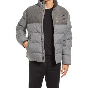 Veste matelassée à capuche pour homme, bleu marine, manteau d'hiver décontracté avec fermeture éclair, coupe-vent, coupe régulière, couleur unie, extérieur en polyester - Product Image 5