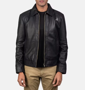 OEM Custom Men's Casual Vintage Leather <b>Jacket</b> for Spring Autumn and Winter High Quality <b>Light</b> Fabric Men's Design - Product Image 3